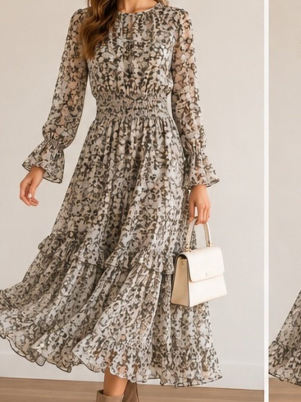 MISA CHIFFON FLORAL RUFFLED MAXI DRESS SMALL HOLIDAY WEDDING GUEST TZNIUS